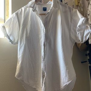 White short sleeve button down